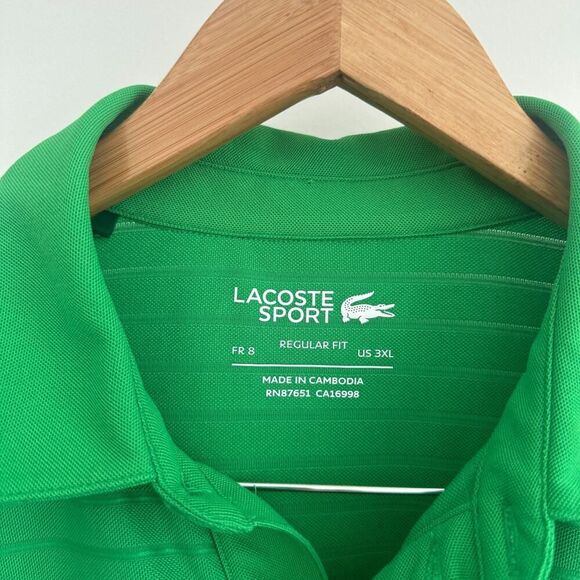 Lacoste Polo Shirt Mens 3XL Green Performance Jersey Golf Tennis Athletic Casual - Picture 7 of 11